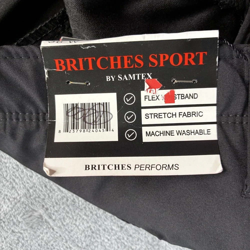 NWT Britches Sport Men's Performance Shorts Black 36 Flat Front Mid Rise Zip Fly